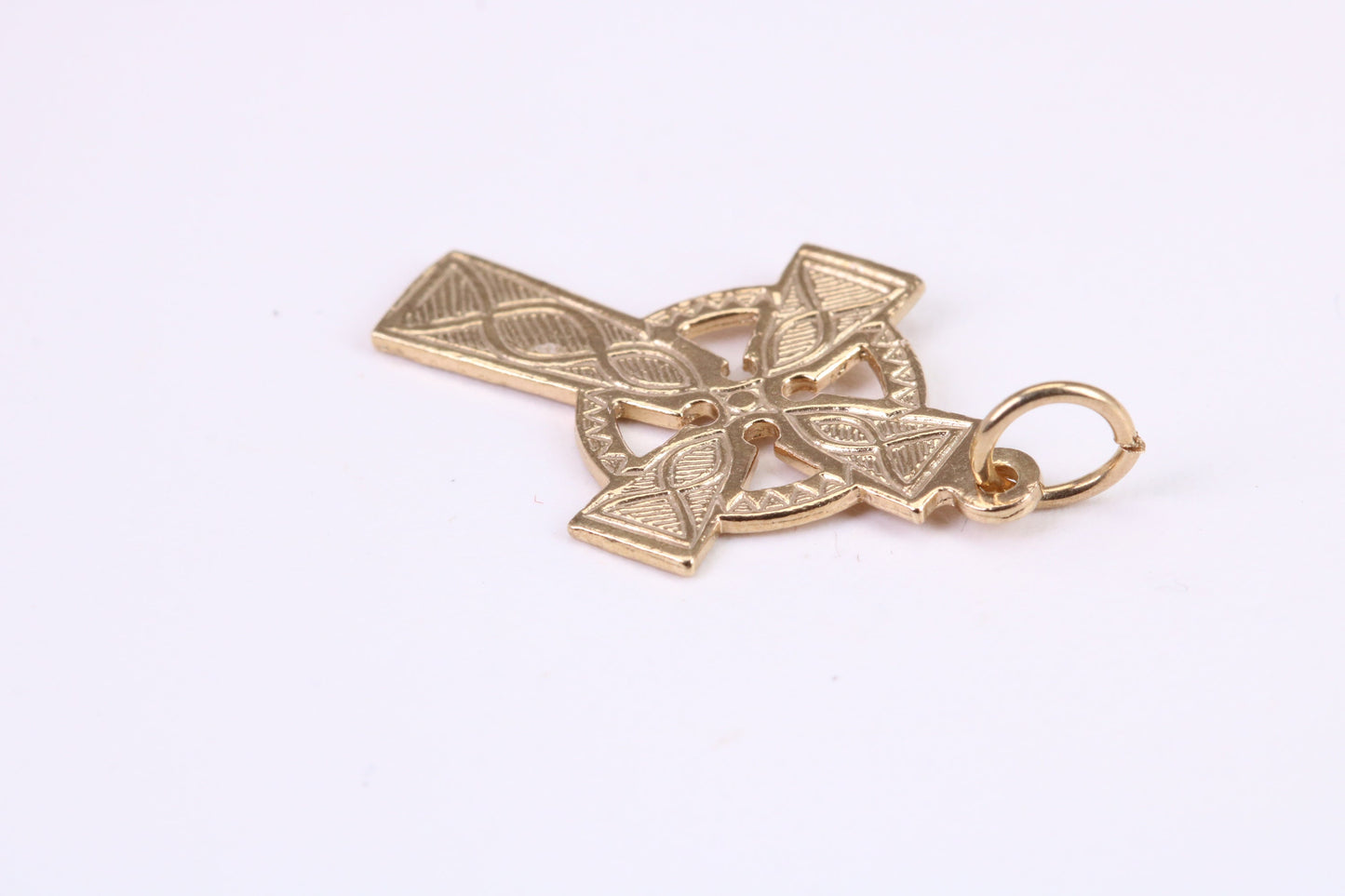 25 mm Long Celtic Cross Necklace Together with 18 Inch Long Chain, Made from Solid Yellow Gold, British Hallmarked