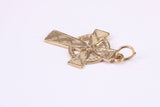 25 mm Long Celtic Cross Necklace Together with 18 Inch Long Chain, Made from Solid Yellow Gold, British Hallmarked