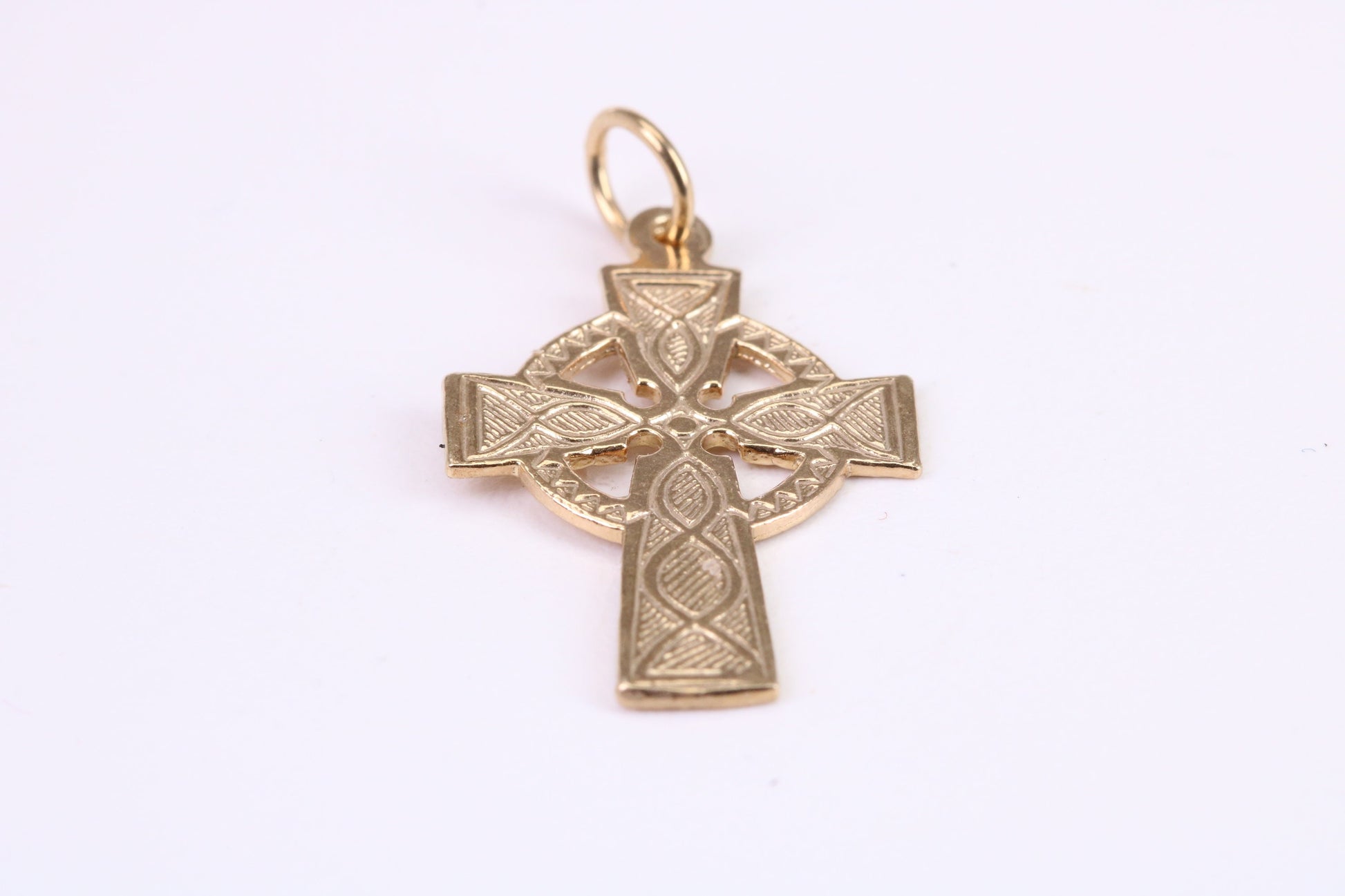 25 mm Long Celtic Cross Necklace Together with 18 Inch Long Chain, Made from Solid Yellow Gold, British Hallmarked