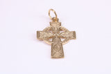 25 mm Long Celtic Cross Necklace Together with 18 Inch Long Chain, Made from Solid Yellow Gold, British Hallmarked