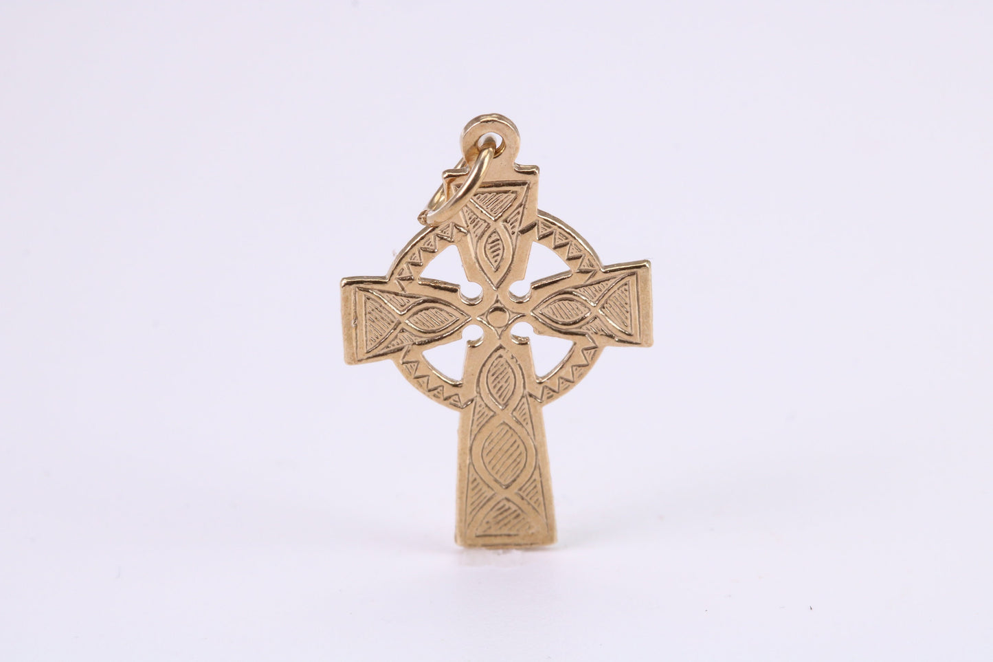 25 mm Long Celtic Cross Necklace Together with 18 Inch Long Chain, Made from Solid Yellow Gold, British Hallmarked