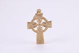25 mm Long Celtic Cross Necklace Together with 18 Inch Long Chain, Made from Solid Yellow Gold, British Hallmarked