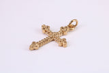 26 mm Long Chunky Cross Necklace Together with 18 Inch Long Chain, Made from Solid Yellow Gold, British Hallmarked