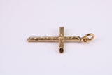 26 mm Long Gold Cross Necklace Together with 18 Inch Long Chain, Made from Solid Yellow Gold, British Hallmarked
