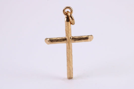 26 mm Long Gold Cross Necklace Together with 18 Inch Long Chain, Made from Solid Yellow Gold, British Hallmarked