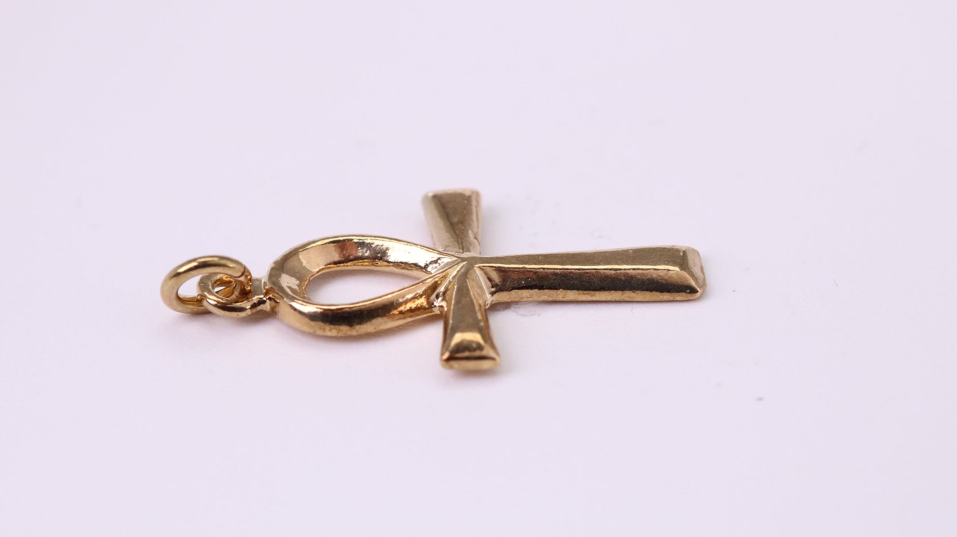 28 mm Long Gold Ankh Cross Necklace Together with 18 Inch Long Chain, Made from Solid Yellow Gold, British Hallmarked