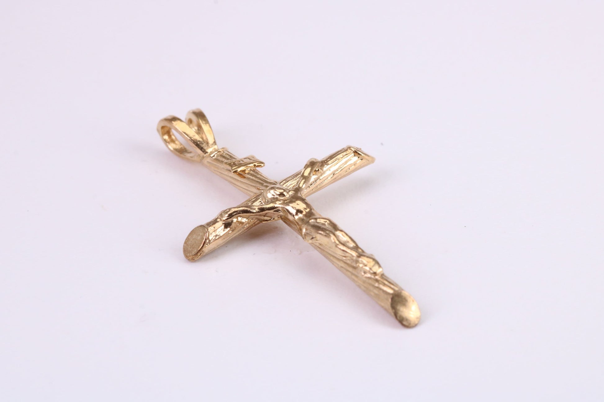 35 mm Long Gold Crucifix Necklace Together with 18 Inch Long Chain, Made from Solid Yellow Gold, British Hallmarked