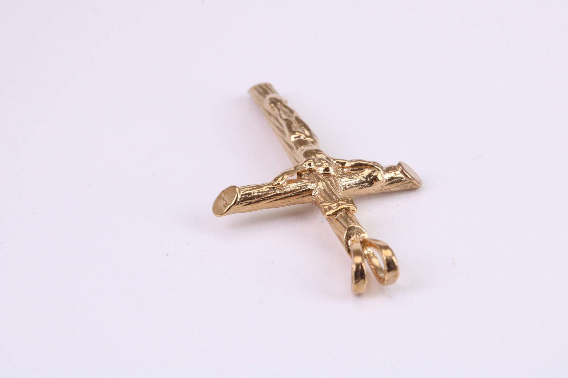 35 mm Long Gold Crucifix Necklace Together with 18 Inch Long Chain, Made from Solid Yellow Gold, British Hallmarked