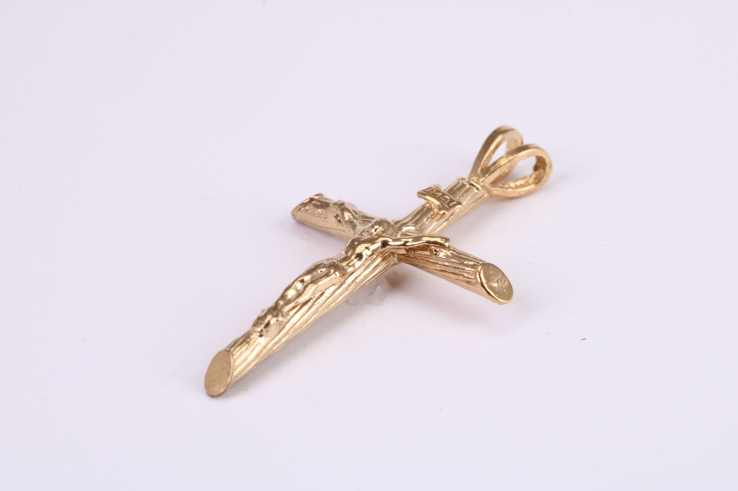 35 mm Long Gold Crucifix Necklace Together with 18 Inch Long Chain, Made from Solid Yellow Gold, British Hallmarked