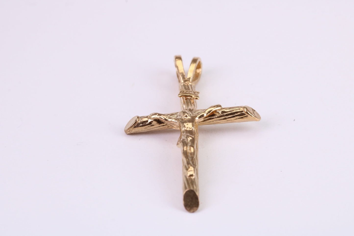 35 mm Long Gold Crucifix Necklace Together with 18 Inch Long Chain, Made from Solid Yellow Gold, British Hallmarked