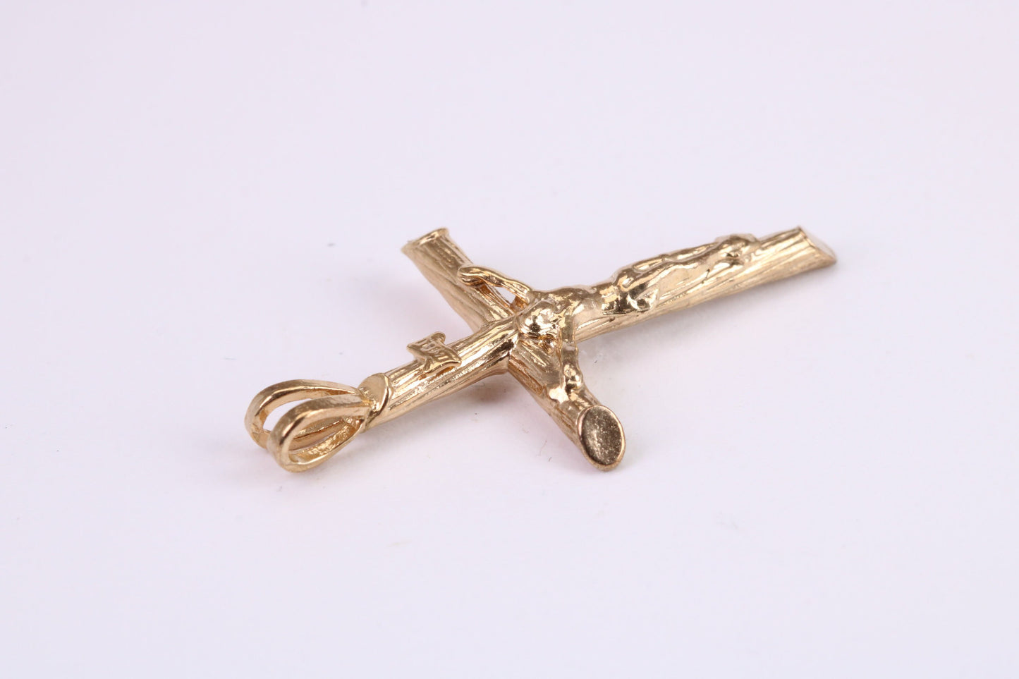 35 mm Long Gold Crucifix Necklace Together with 18 Inch Long Chain, Made from Solid Yellow Gold, British Hallmarked