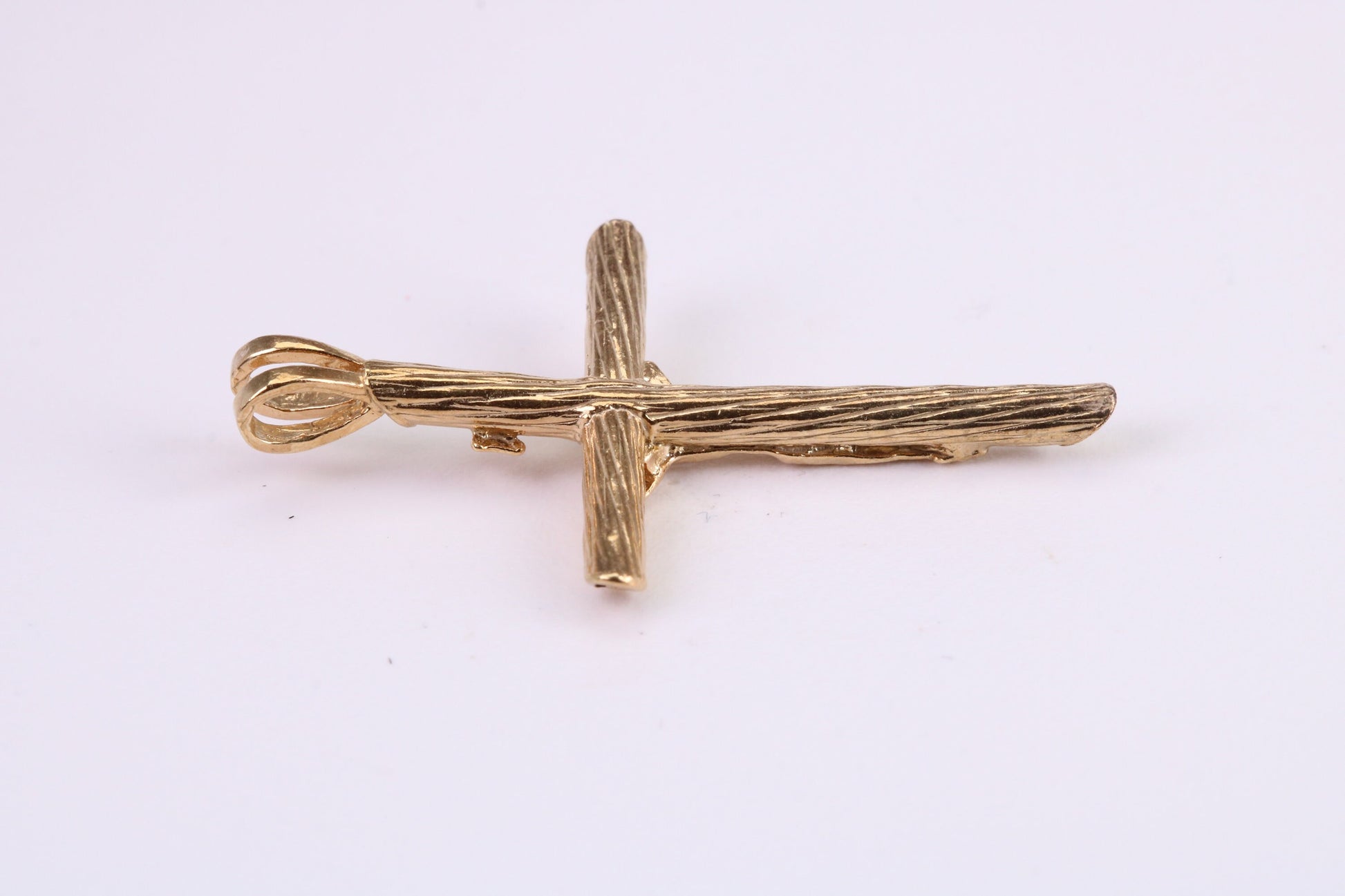 35 mm Long Gold Crucifix Necklace Together with 18 Inch Long Chain, Made from Solid Yellow Gold, British Hallmarked