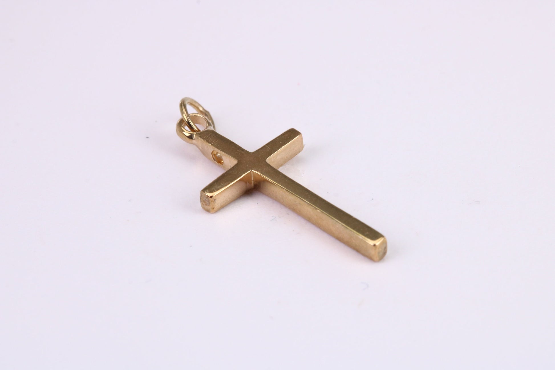 Simple 25 mm Long Gold Cross Necklace Together with 18 Inch Long Chain, Made from Solid Yellow Gold, British Hallmarked