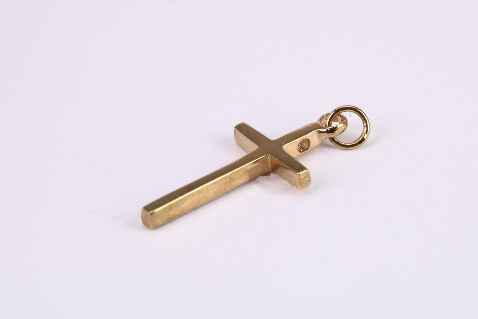 Simple 25 mm Long Gold Cross Necklace Together with 18 Inch Long Chain, Made from Solid Yellow Gold, British Hallmarked