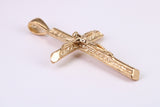 Large 53 mm Long Gold Crucifix, Made from Solid Yellow Gold, British Hallmarked
