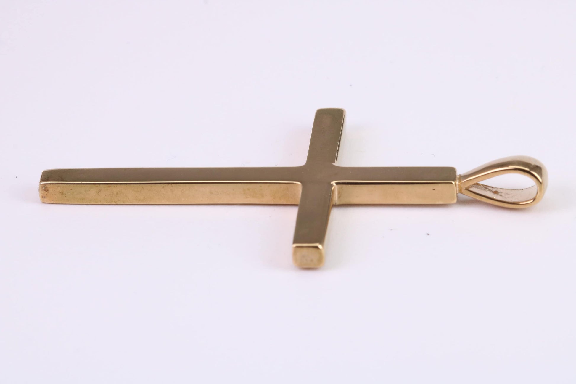 Large 60 mm Long Gold Cross, Plain Polished with a Good Weighty Feel, Made from Solid Yellow Gold, British Hallmarked