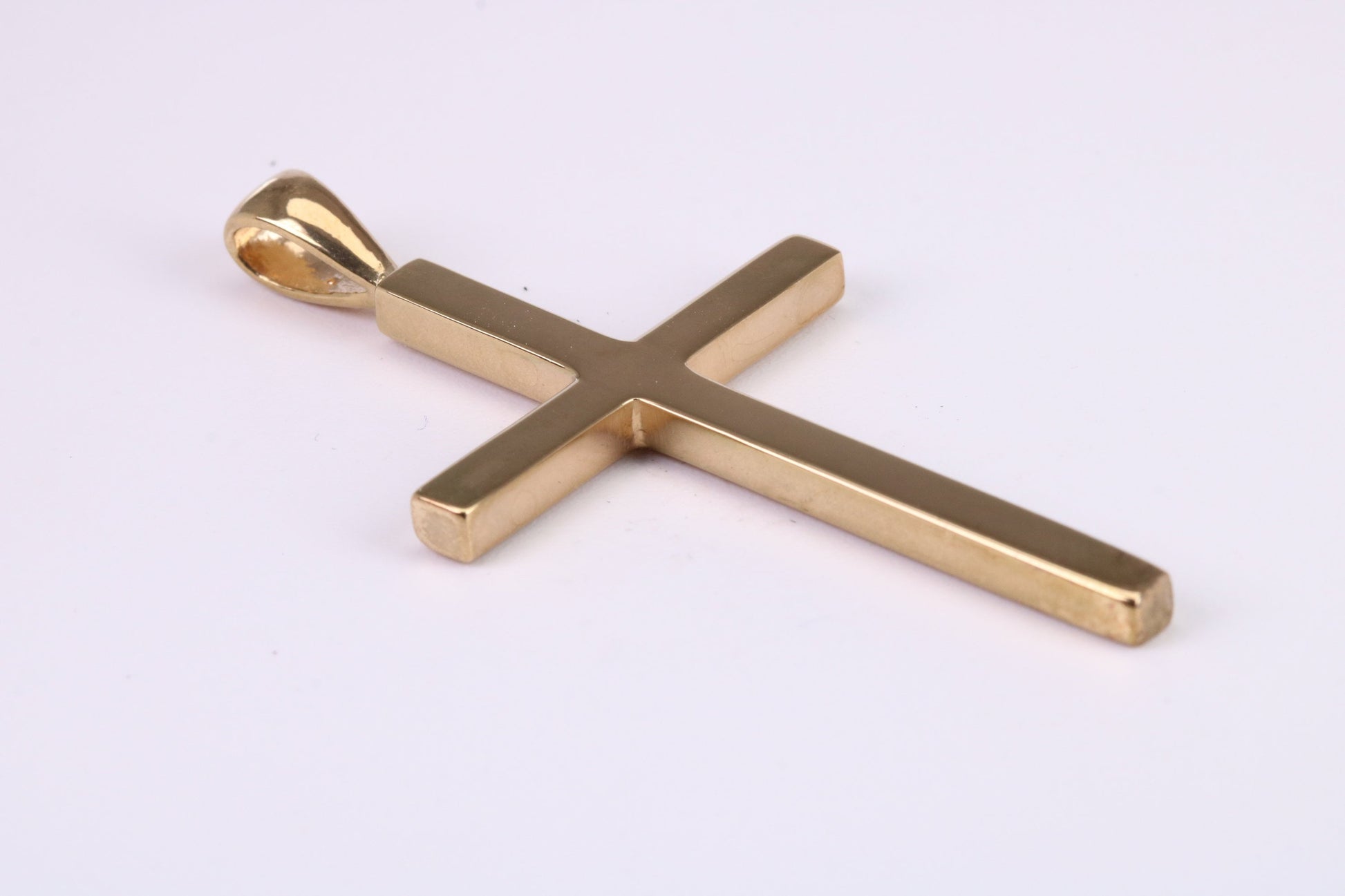 Large 60 mm Long Gold Cross, Plain Polished with a Good Weighty Feel, Made from Solid Yellow Gold, British Hallmarked