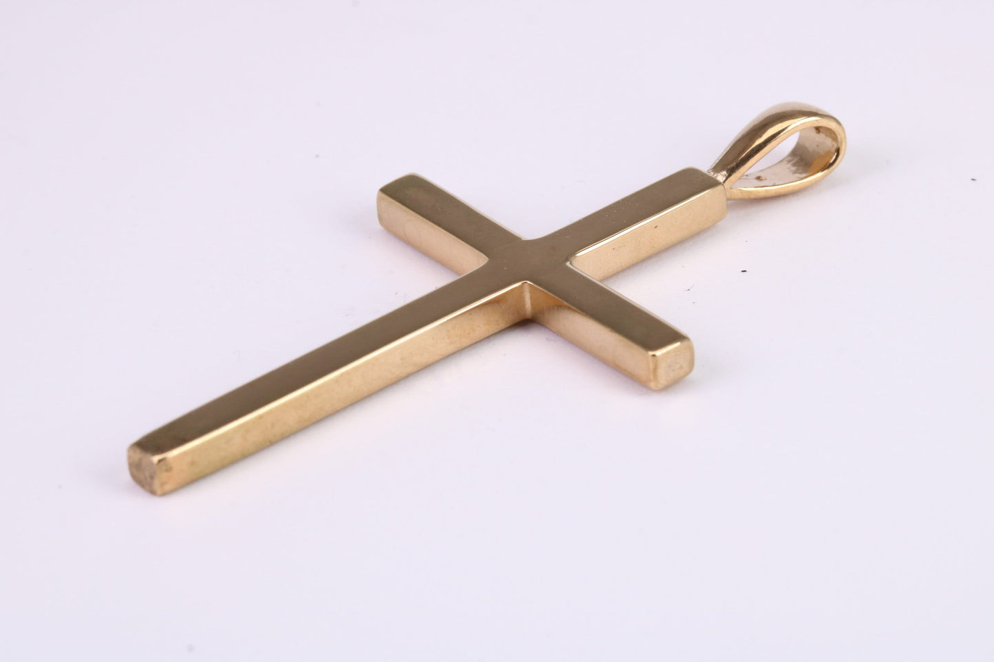 Large 60 mm Long Gold Cross, Plain Polished with a Good Weighty Feel, Made from Solid Yellow Gold, British Hallmarked