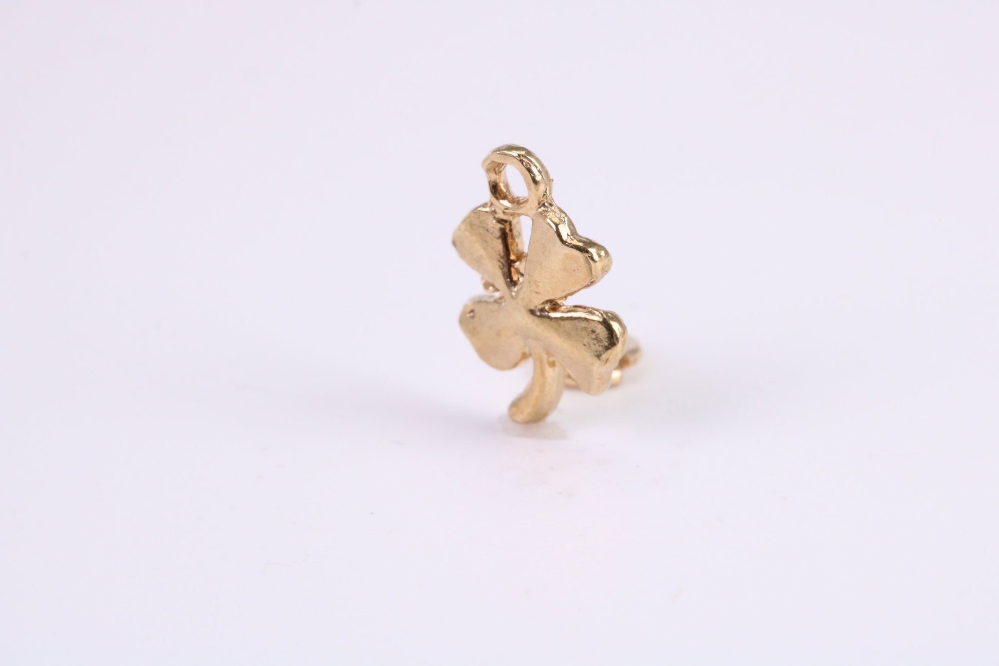 Clover Leaf Charm, Traditional Charm, Made from Solid Yellow Gold, British Hallmarked, Complete with Attachment Link