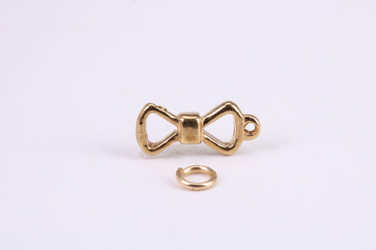 Bow Tie Charm, Traditional Charm, Made from Solid Yellow Gold, British Hallmarked, Complete with Attachment Link