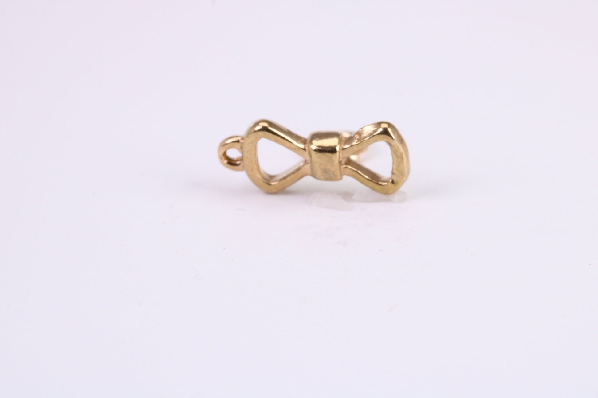 Bow Tie Charm, Traditional Charm, Made from Solid Yellow Gold, British Hallmarked, Complete with Attachment Link