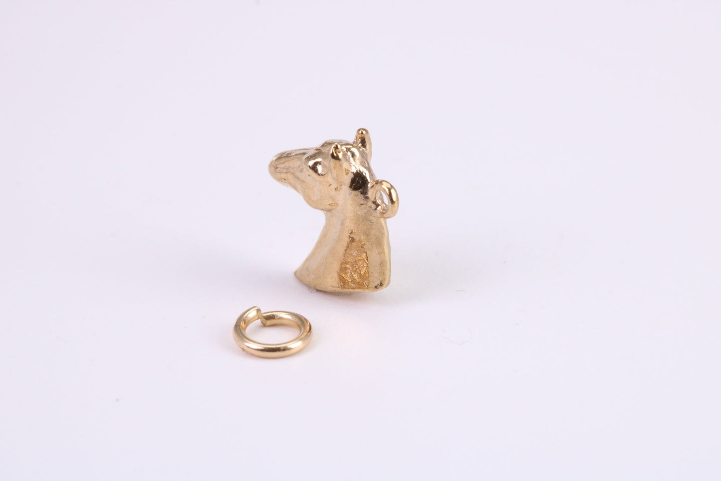 Horse Head Charm, Traditional Charm, Made from Solid Yellow Gold, British Hallmarked, Complete with Attachment Link