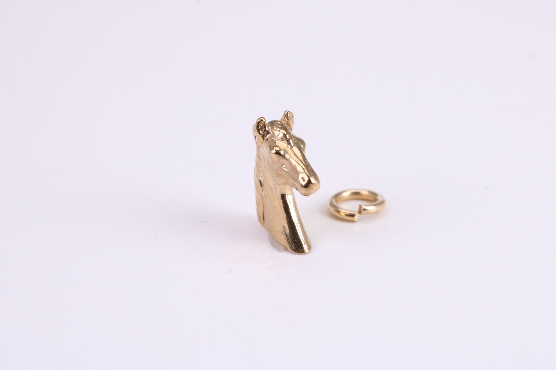 Horse Head Charm, Traditional Charm, Made from Solid Yellow Gold, British Hallmarked, Complete with Attachment Link