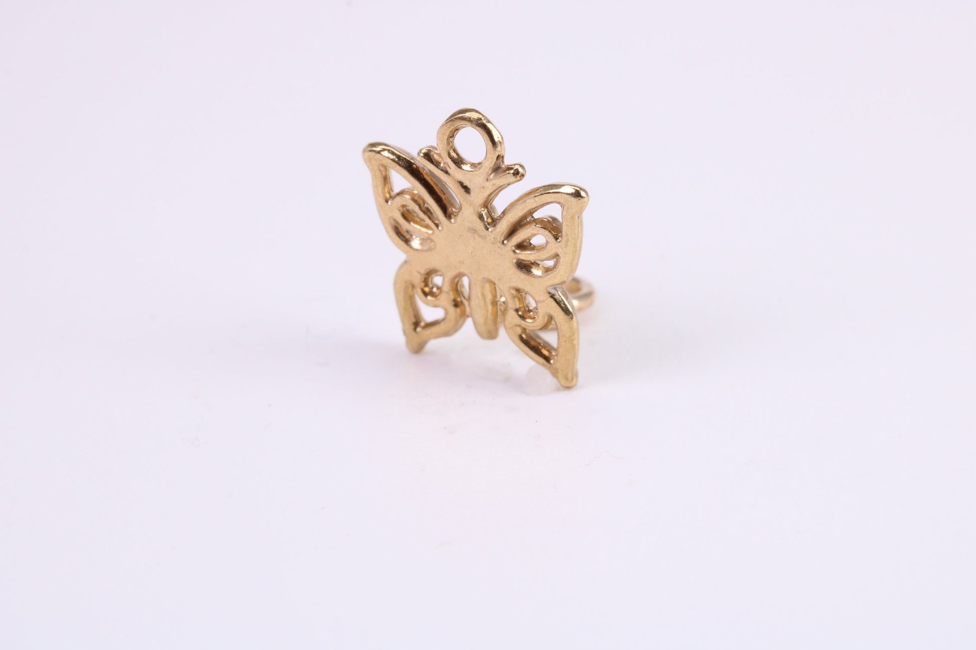 Butterfly Charm, Traditional Charm, Made from Solid Yellow Gold, British Hallmarked, Complete with Attachment Link
