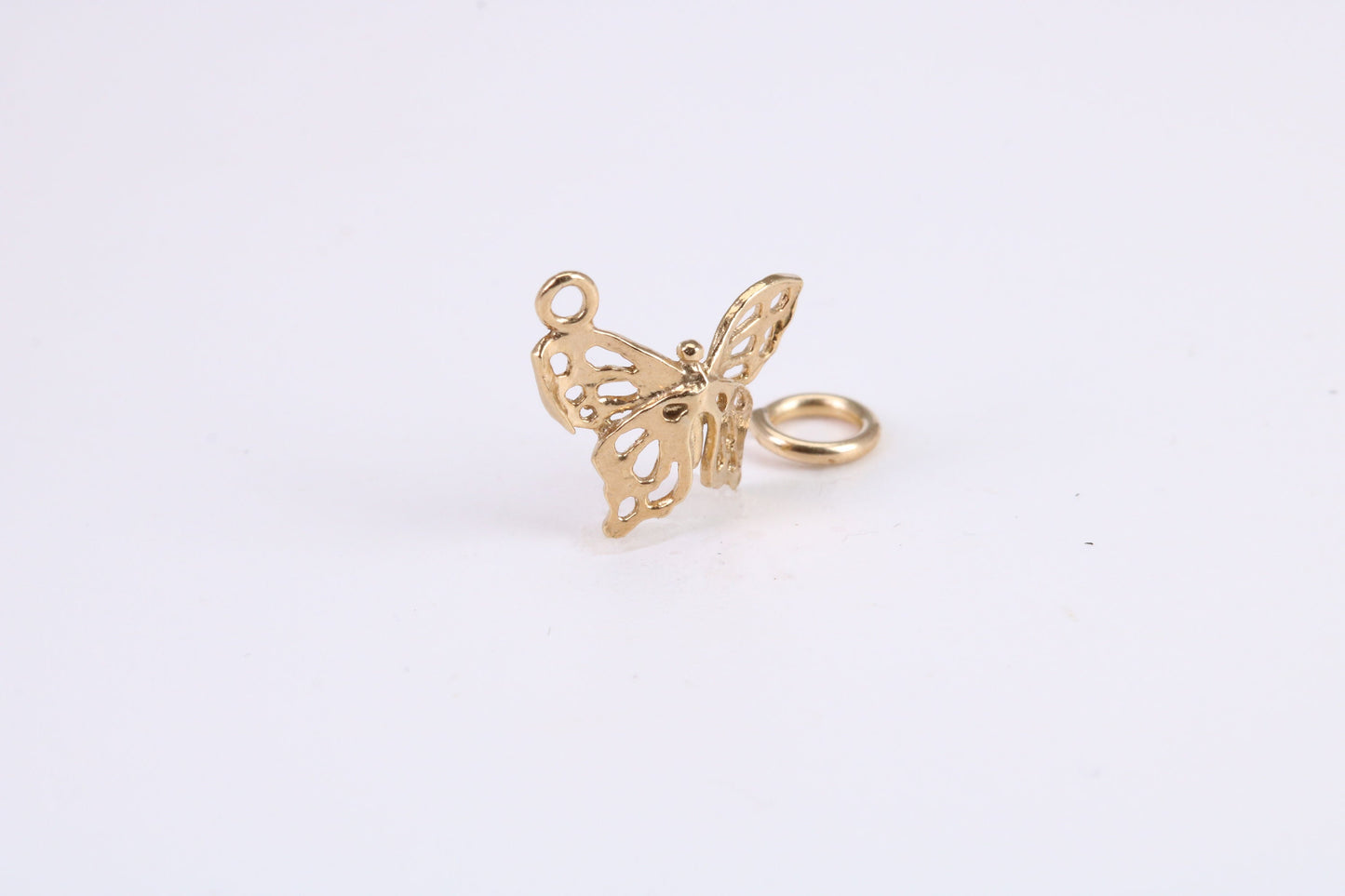 Butterfly Charm, Traditional Charm, Made from Solid Yellow Gold, British Hallmarked, Complete with Attachment Link