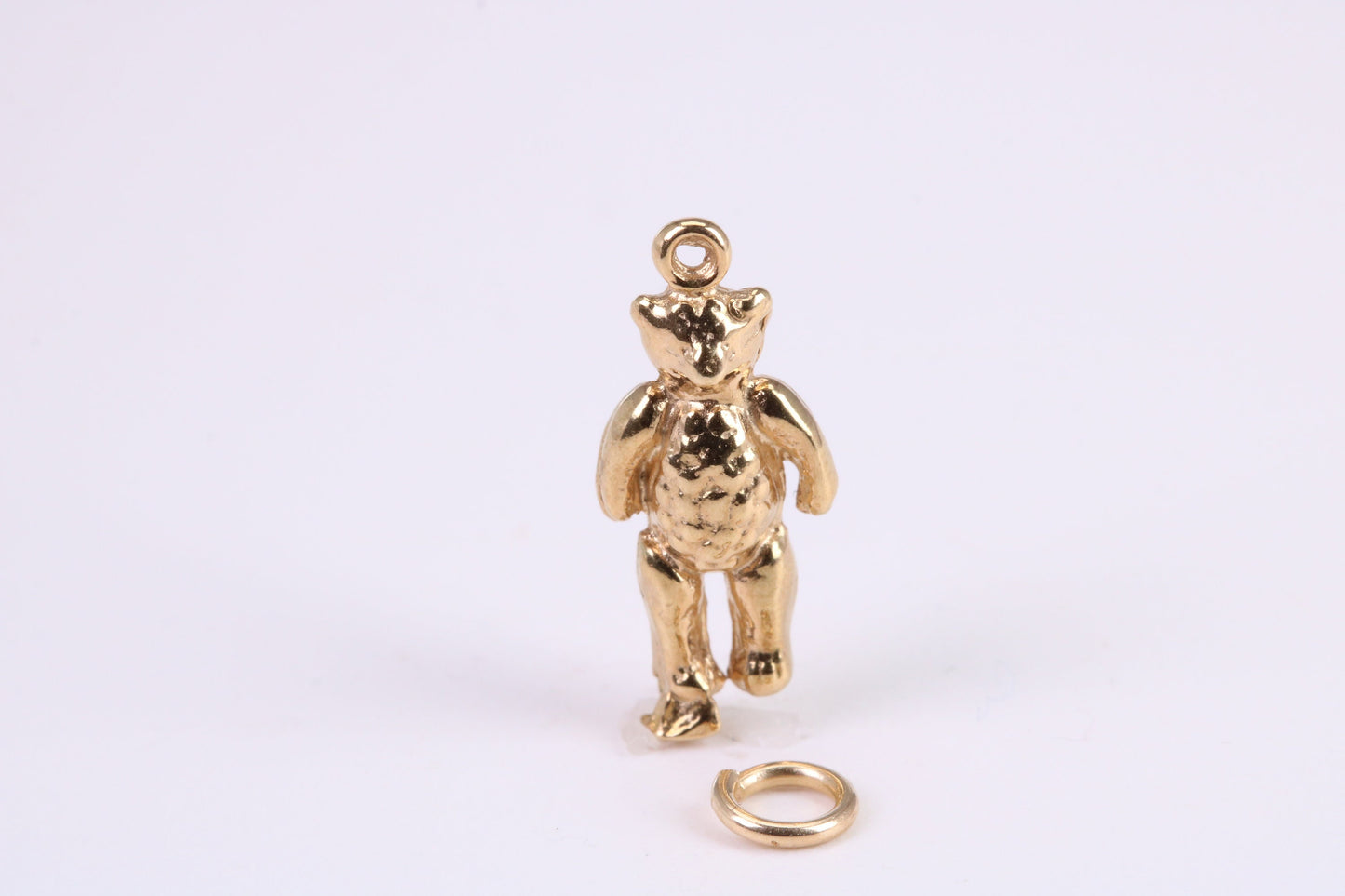 Teddy Bear Charm, Traditional Charm, Made from Solid Yellow Gold, British Hallmarked, Complete with Attachment Link