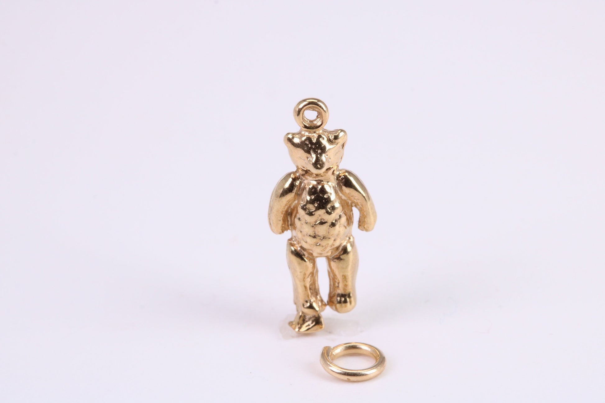 Teddy Bear Charm, Traditional Charm, Made from Solid Yellow Gold, British Hallmarked, Complete with Attachment Link