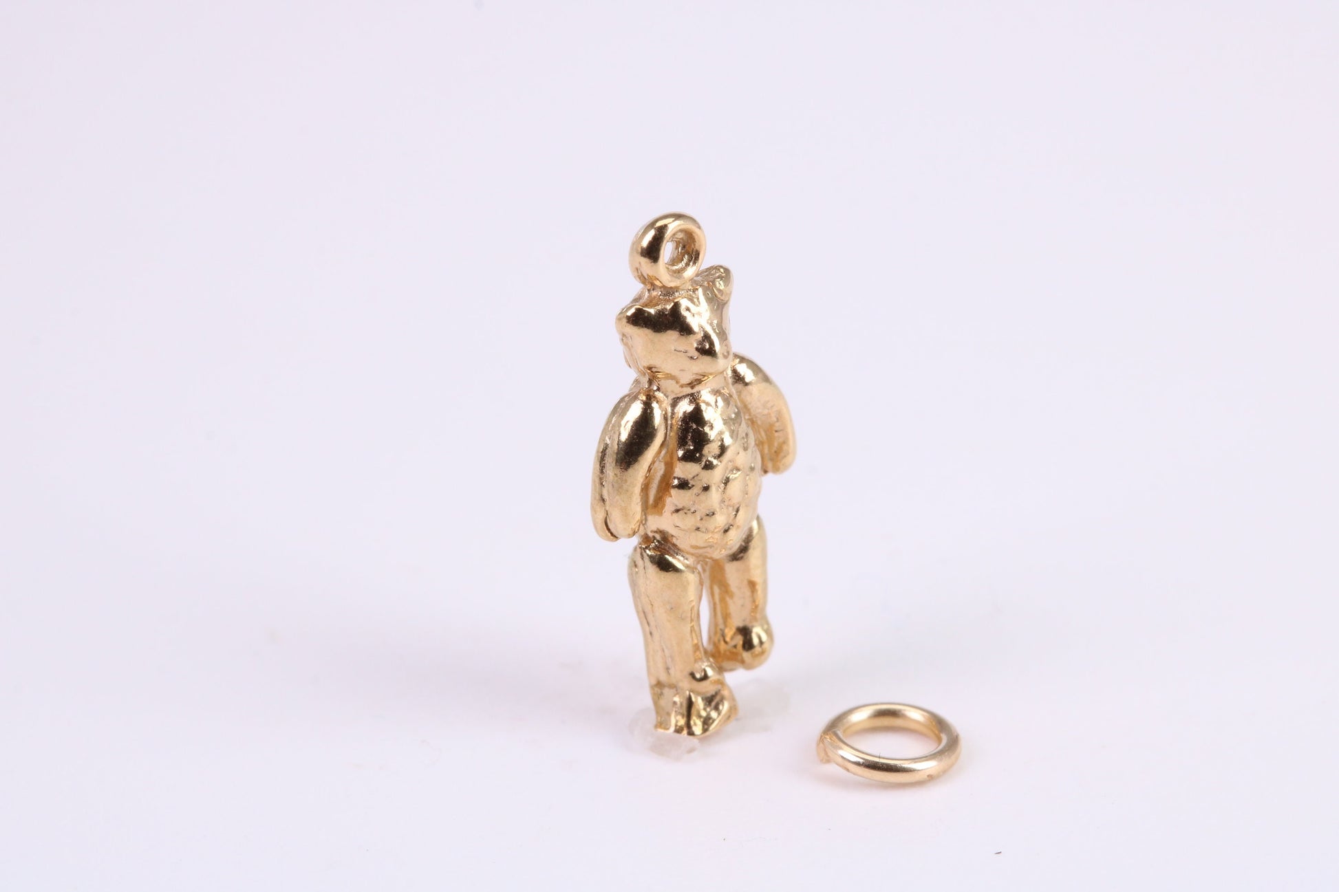 Teddy Bear Charm, Traditional Charm, Made from Solid Yellow Gold, British Hallmarked, Complete with Attachment Link