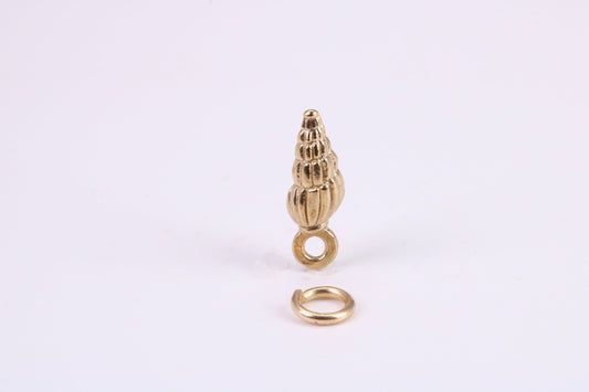Sea Shell Charm, Traditional Charm, Made from Solid Yellow Gold, British Hallmarked, Complete with Attachment Link