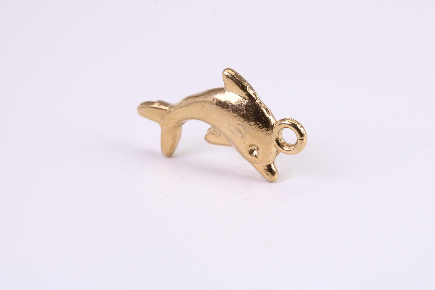 Dolphin Charm, Traditional Charm, Made from Solid Yellow Gold, British Hallmarked, Complete with Attachment Link