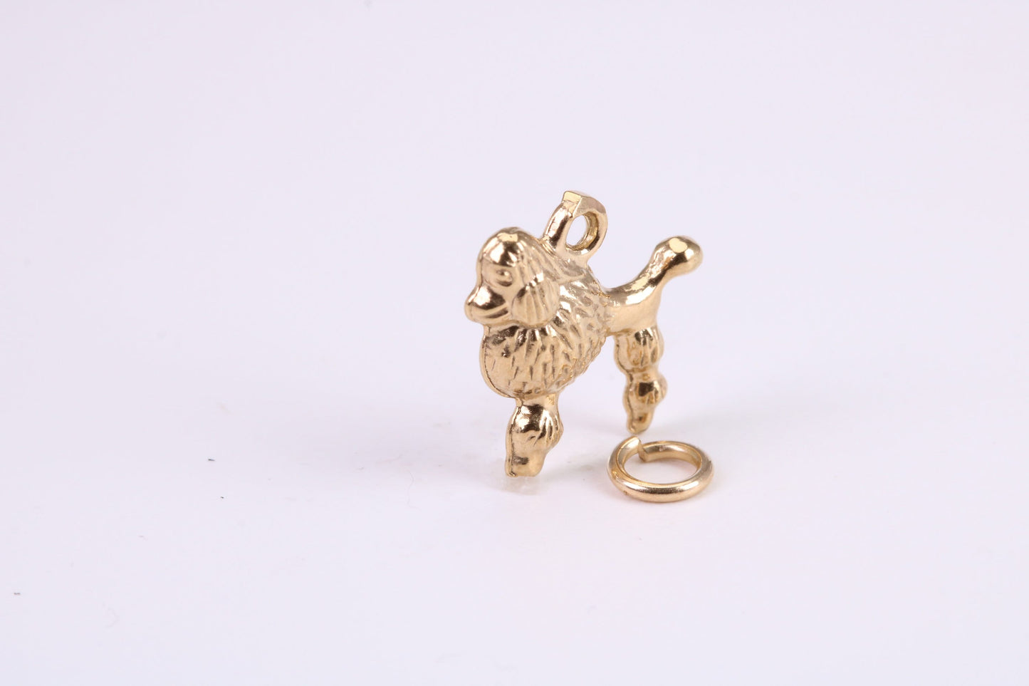 Poodle Dog Charm, Traditional Charm, Made from Solid Yellow Gold, British Hallmarked, Complete with Attachment Link