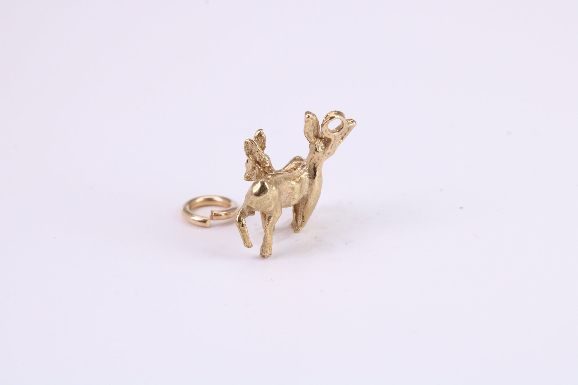 Deer and Fawn Charm, Traditional Charm, Made from Solid Yellow Gold, British Hallmarked, Complete with Attachment Link