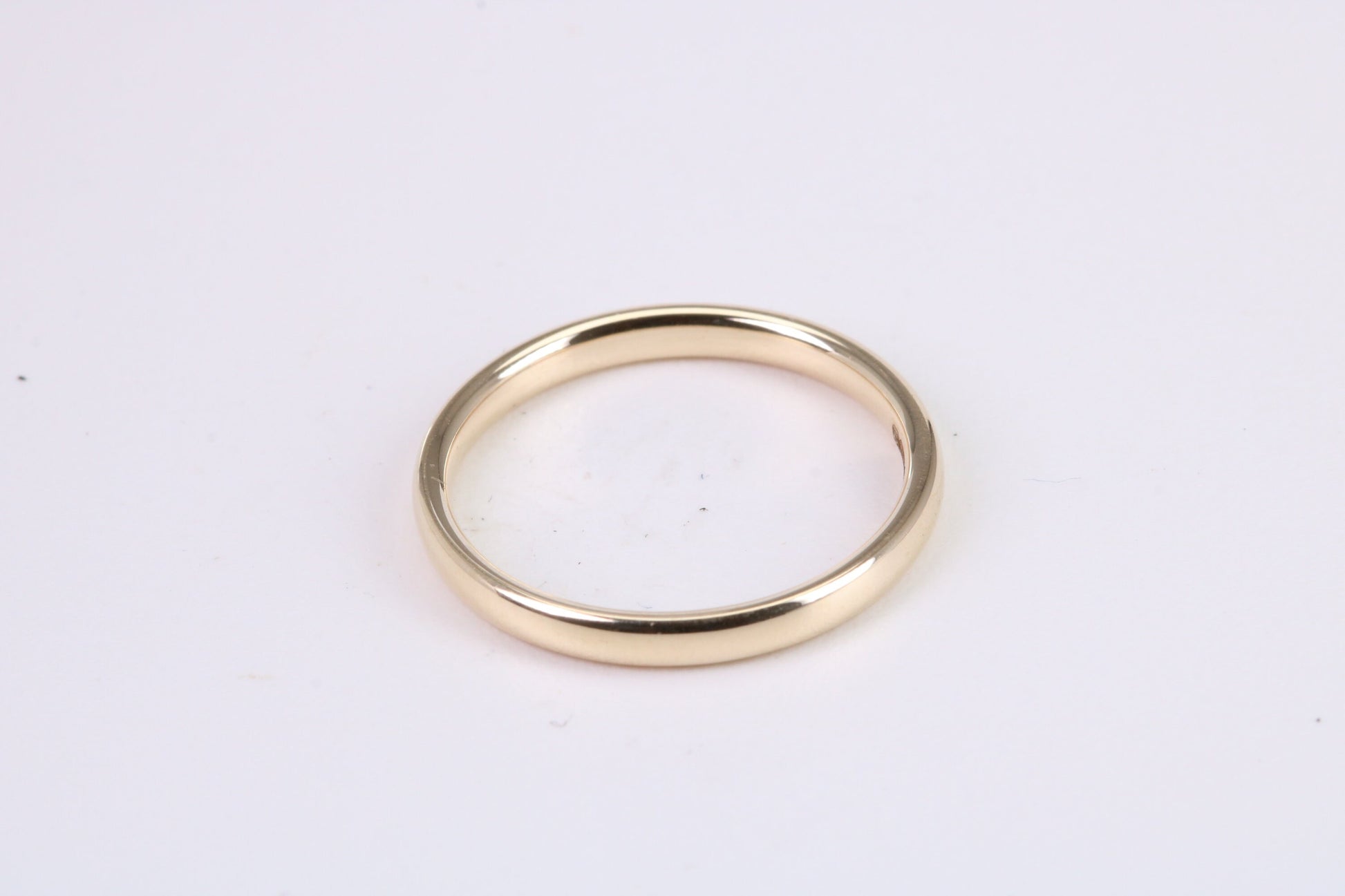 2 mm Wide Simple Comfort Court Profile Wedding Band, Made from Solid Yellow Gold, British Hallmarked