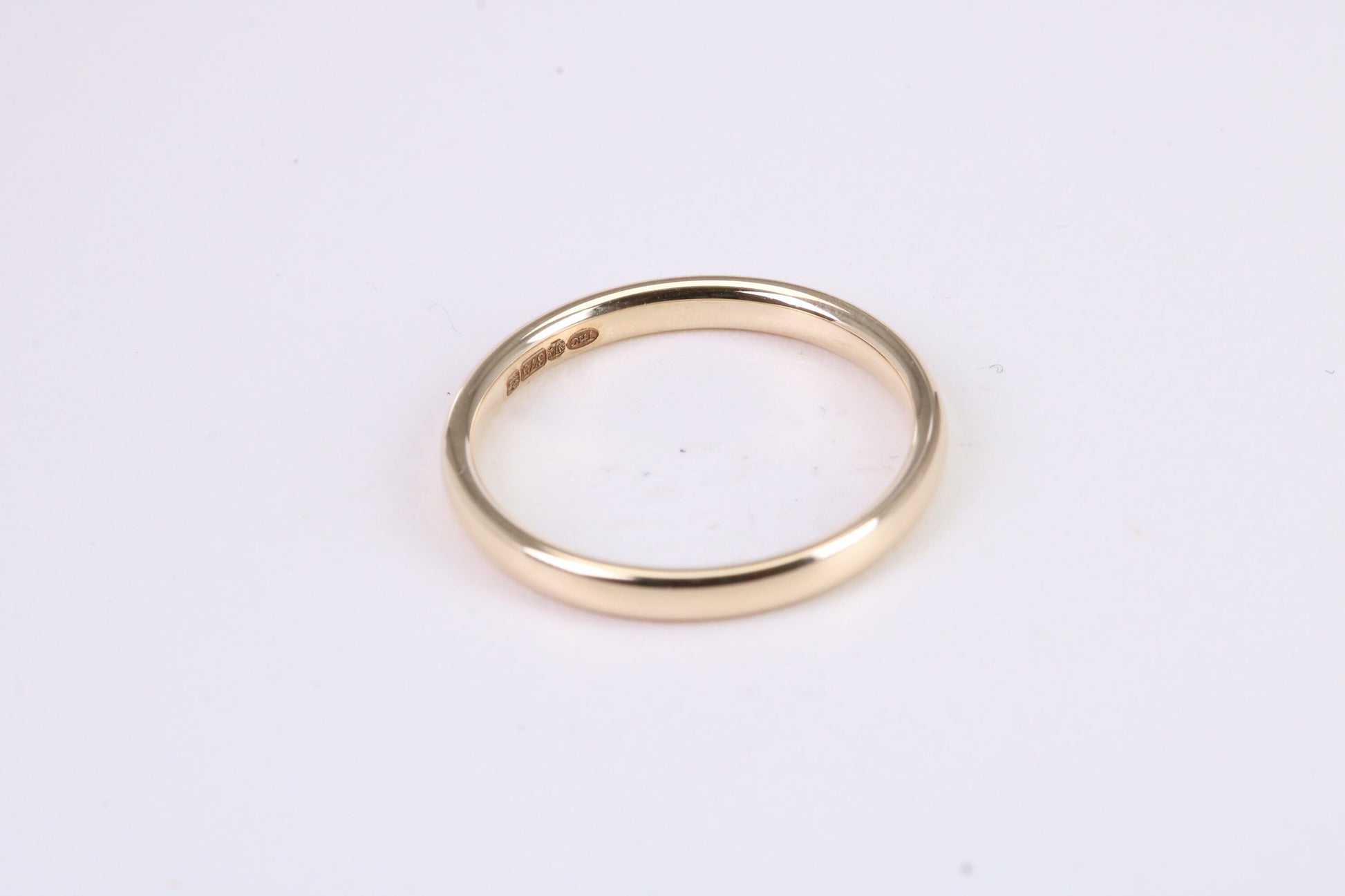 2 mm Wide Simple Comfort Court Profile Wedding Band, Made from Solid Yellow Gold, British Hallmarked