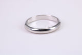 2.50 mm Wide Simple Traditional D Profile Wedding Band, Made from Solid White Gold, British Hallmarked