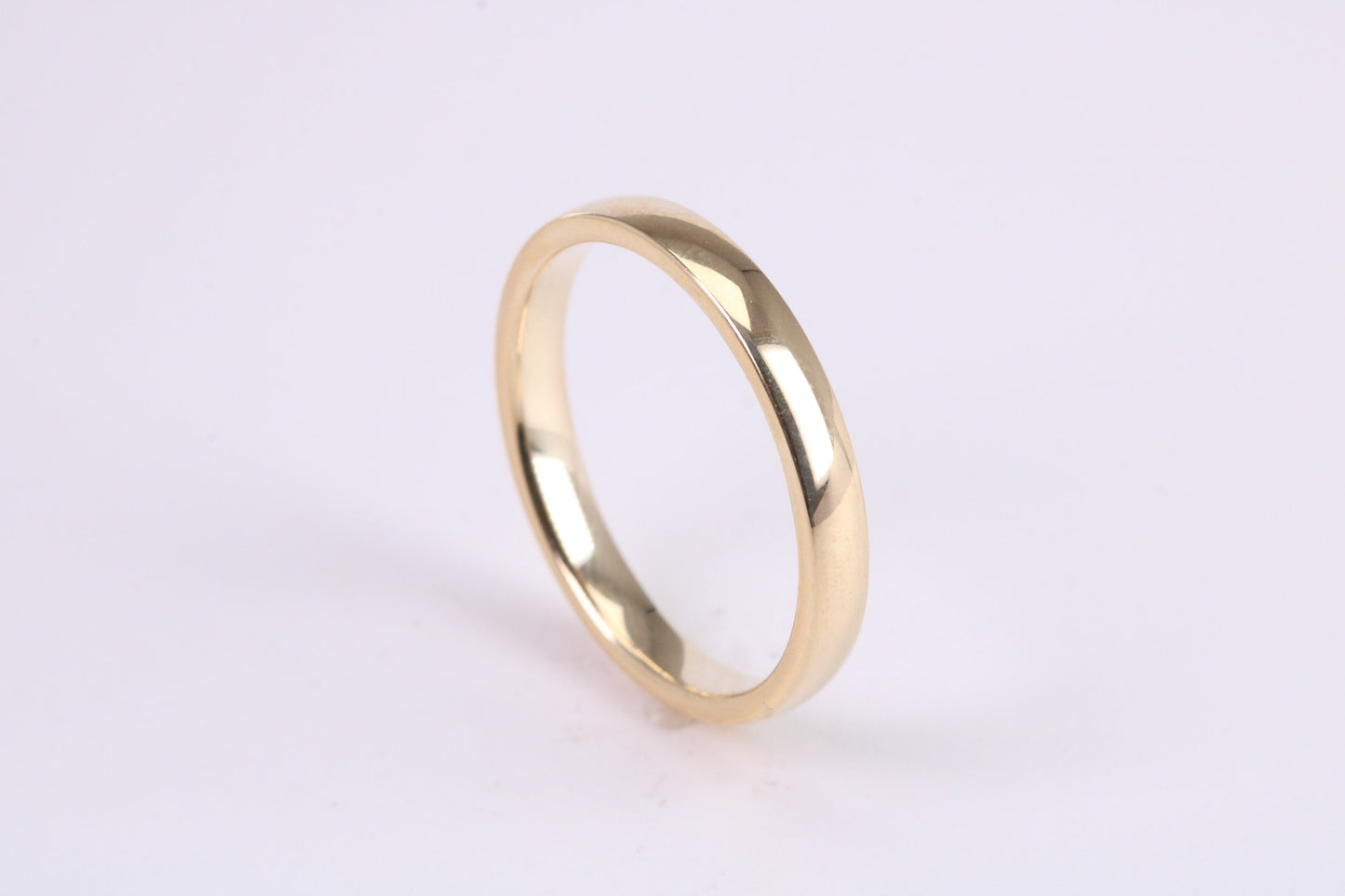 2.50 mm Wide Simple Comfort Court Profile Wedding Band, Made from Solid Yellow Gold, British Hallmarked