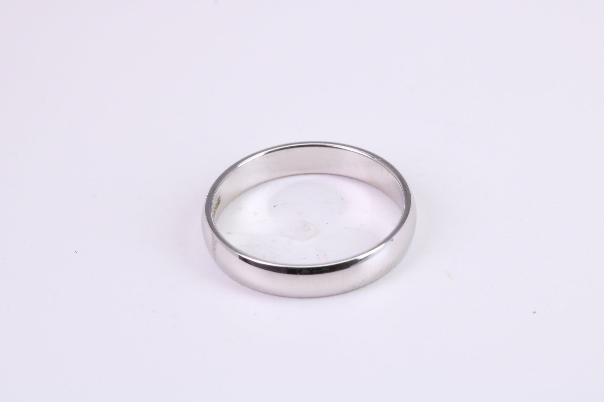 3 mm Wide Simple Traditional D Profile Wedding Band, Made from Solid White Gold, British Hallmarked