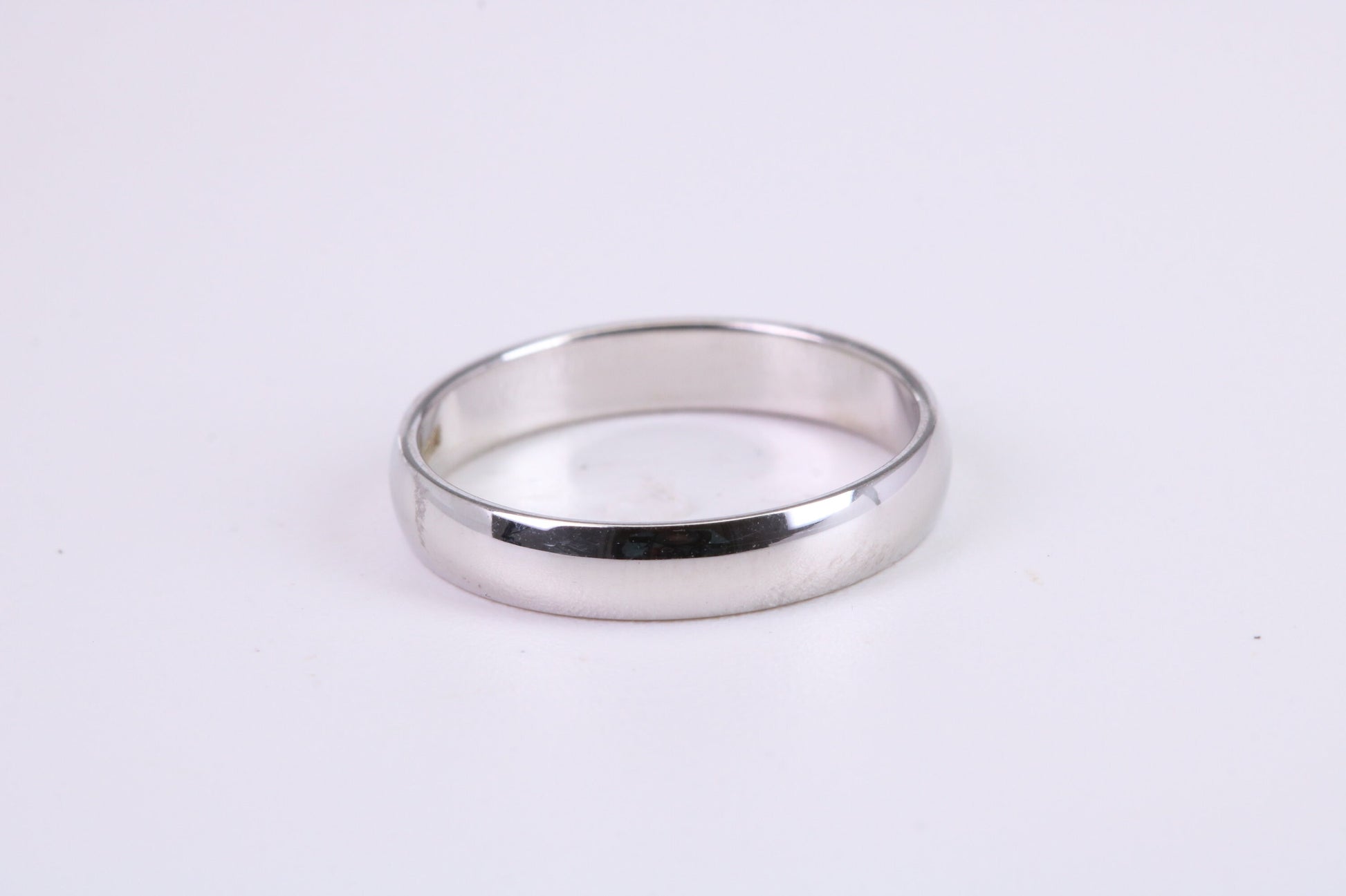 3 mm Wide Simple Traditional D Profile Wedding Band, Made from Solid White Gold, British Hallmarked