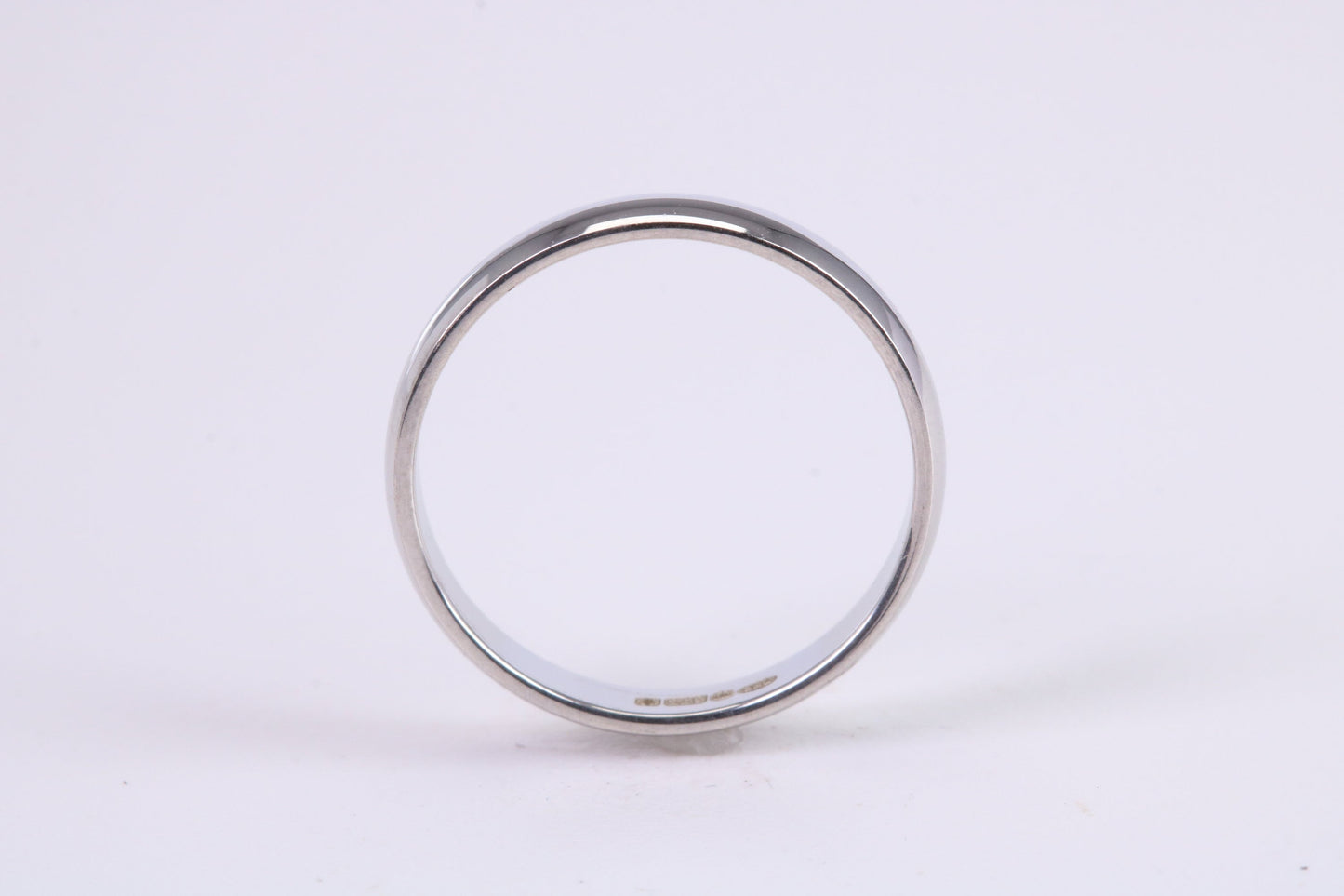 3 mm Wide Simple Traditional D Profile Wedding Band, Made from Solid White Gold, British Hallmarked