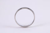 3 mm Wide Simple Traditional D Profile Wedding Band, Made from Solid White Gold, British Hallmarked