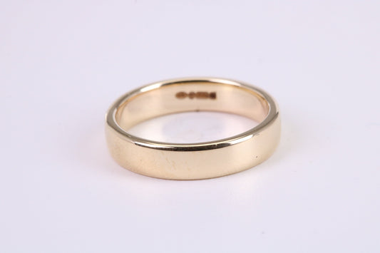 4 mm Wide Simple Comfort Court Profile Wedding Band, Made from Solid Yellow Gold, British Hallmarked