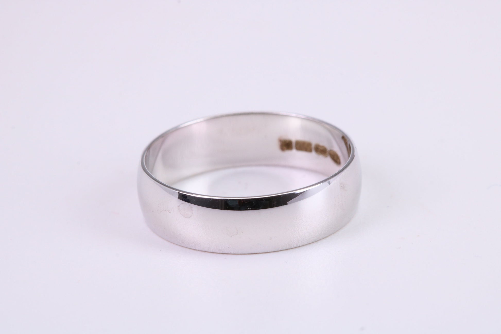 5 mm Wide Simple Traditional D Profile Wedding Band, Made from Solid White Gold, British Hallmarked