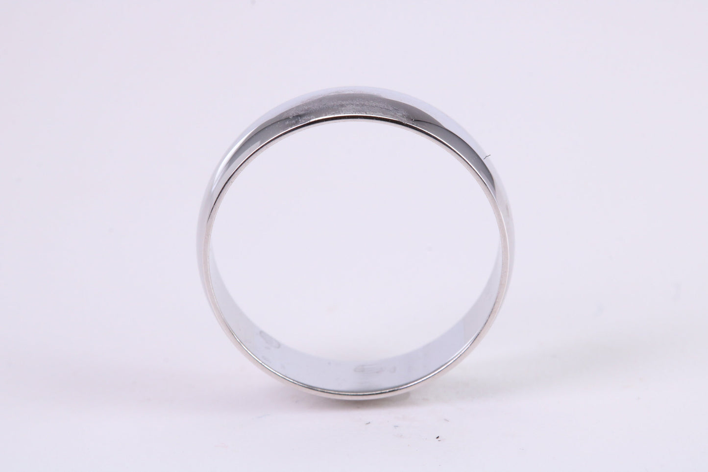 5 mm Wide Simple Traditional D Profile Wedding Band, Made from Solid White Gold, British Hallmarked