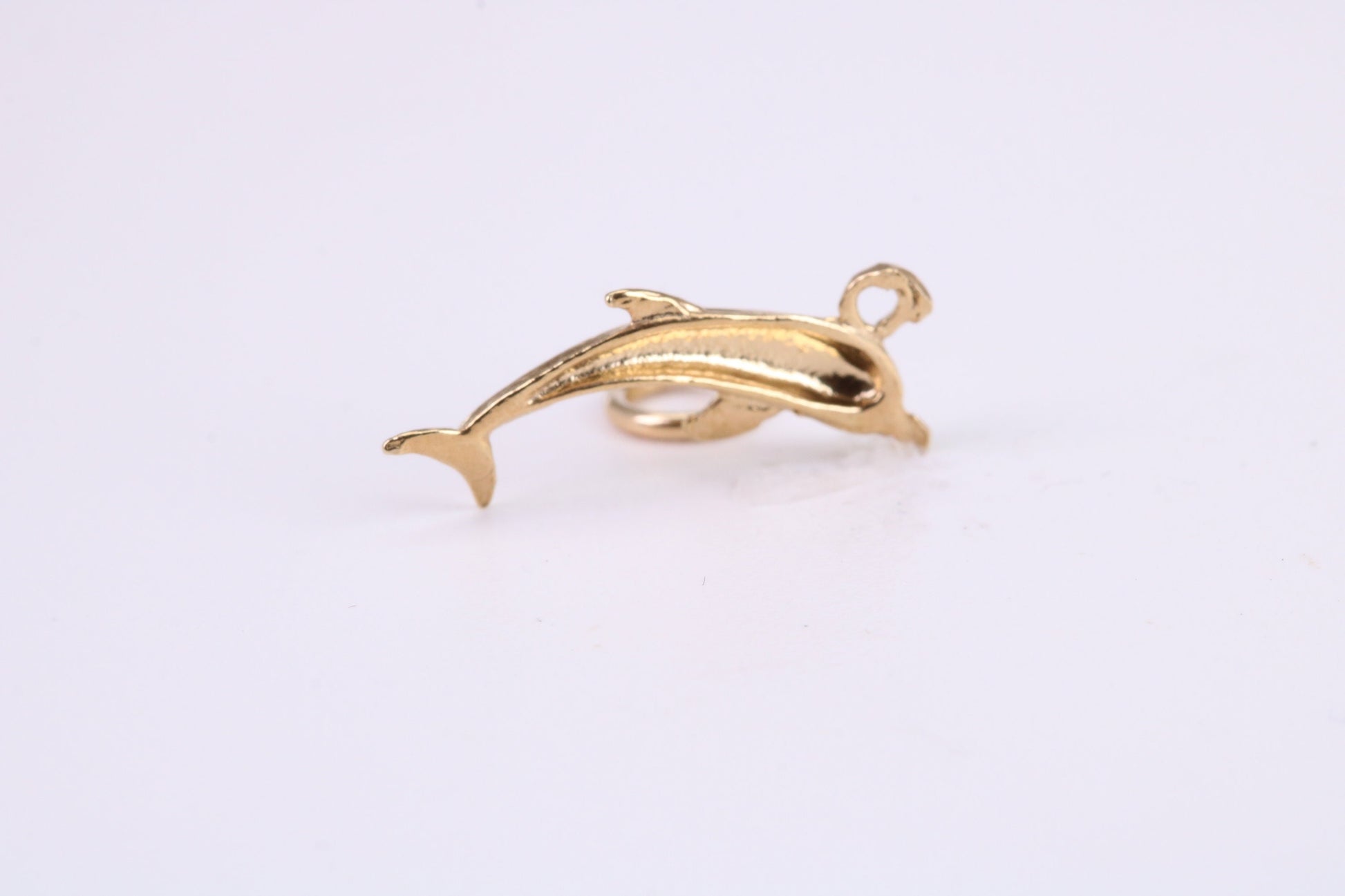 Dolphin Charm, Traditional Charm, Made from Solid Yellow Gold, British Hallmarked, Complete with Attachment Link