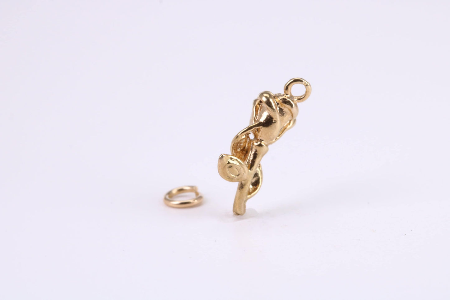 Mothers Day Rose Flower Charm, Traditional Charm, Made from Solid Yellow Gold, British Hallmarked, Complete with Attachment Link
