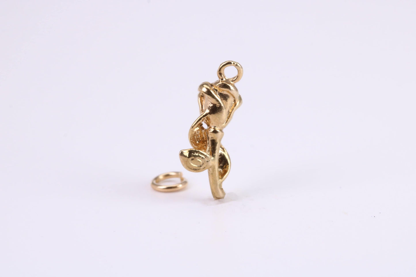 Mothers Day Rose Flower Charm, Traditional Charm, Made from Solid Yellow Gold, British Hallmarked, Complete with Attachment Link